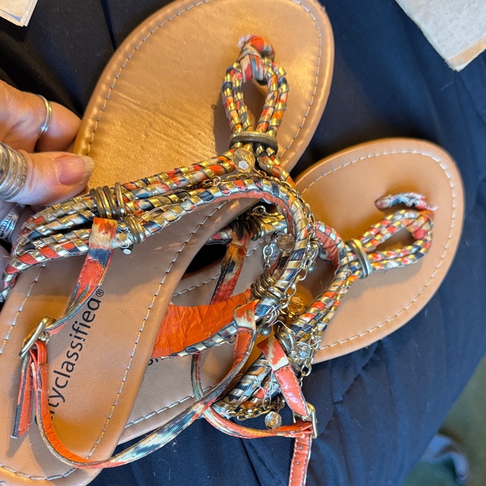Classified Women's Orange and Tan Sandals